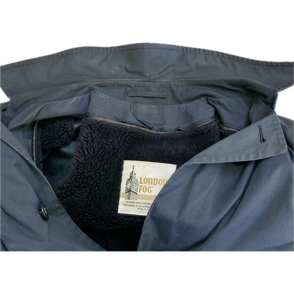 Vintage London Fog Men Dark Gray Trench Coat 38 Short Removable Fur Lining USA - Picture 8 of 15